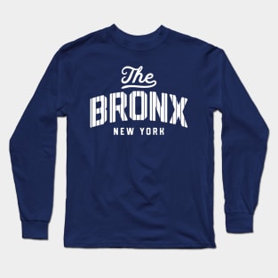 New York 'The Bronx' Pinstripe Baseball Script Fan T-Shirt: Show Off Your NY Pride with a Classic Bronx Twist! Long Sleeve T-Shirt